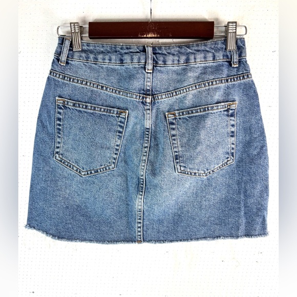 Topshop Moto 6 Distressed Blue Denim Studded Mini Skirt - Picture 2 of 6
